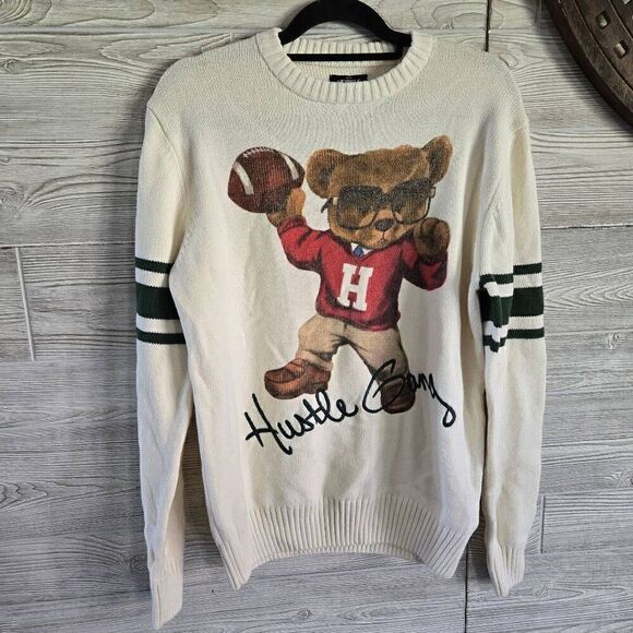 Hustle Gang Bear Football Sweater Mens SZ M NWT - Picture 1 of 10